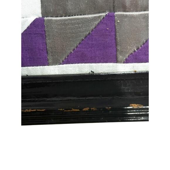 Vtg Satin Half Square Triangle Elephant Embellished Framed Textile Art - Picture 5 of 10